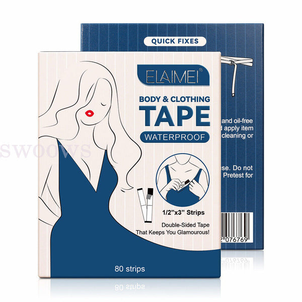 80pcs Double Sided Tape for Clothes Body Fashion Skin Clear Tape Dress Strips
