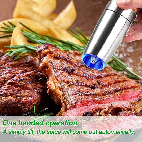 Salt Pepper Mill Grinder Automatic Battery-Operated LED Shakers Gravity Electric