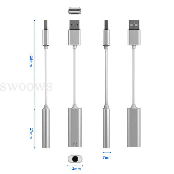 New USB External Sound Adapter with 3.5mm Audio Combo Jack for Headset & Mic