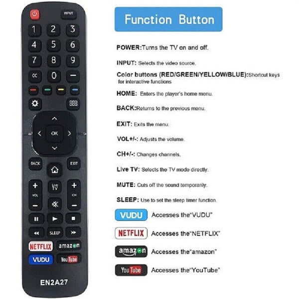 New EN2A27 Replacement Remote Control for Hisense 4K LED HD UHD Smart TV