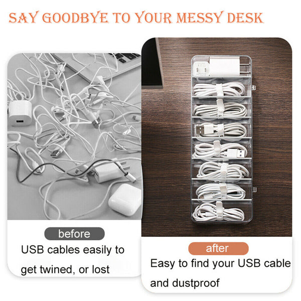 8Grids USB Cable Storage Box with Lid Desktop Wire Organizer Holder  Home Office