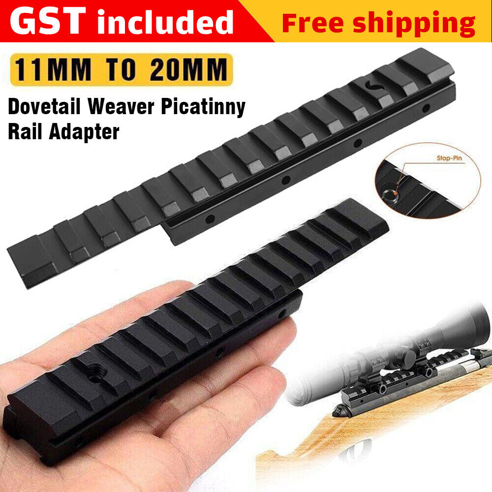 11mm to 20mm Dovetail Weaver Picatinny Rail Adapter Converter Mount Scope Base