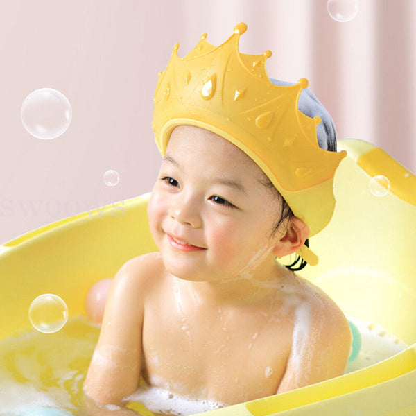 Adjustable Kids Baby Shower Cap Children Bath Wash Hair Eye Care Crown Shape Hat