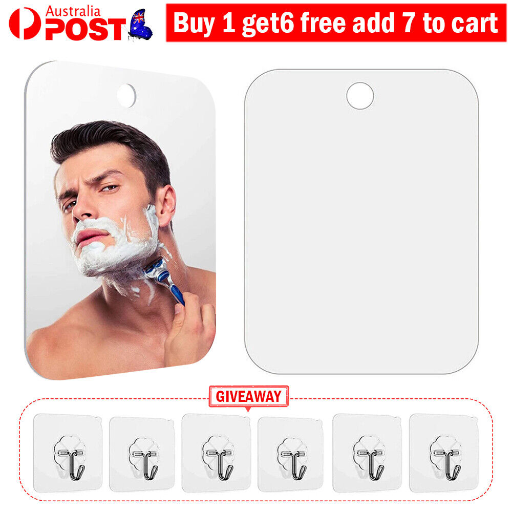 Shave Mirror Bathroom Shower Fogless Shaving PC Lens Anti-Fog Free Wall Hook