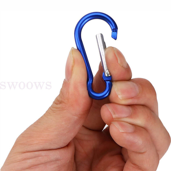 UP 100pcs Aluminum Carabiner Snap Hook D-Ring Clip Key chain Clips Clasp Hiking