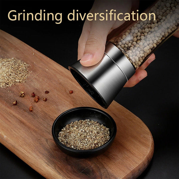 1/2/3PC Salt and Pepper Grinders Stainless Steel Glass Ceramic Mills Kitchen Set