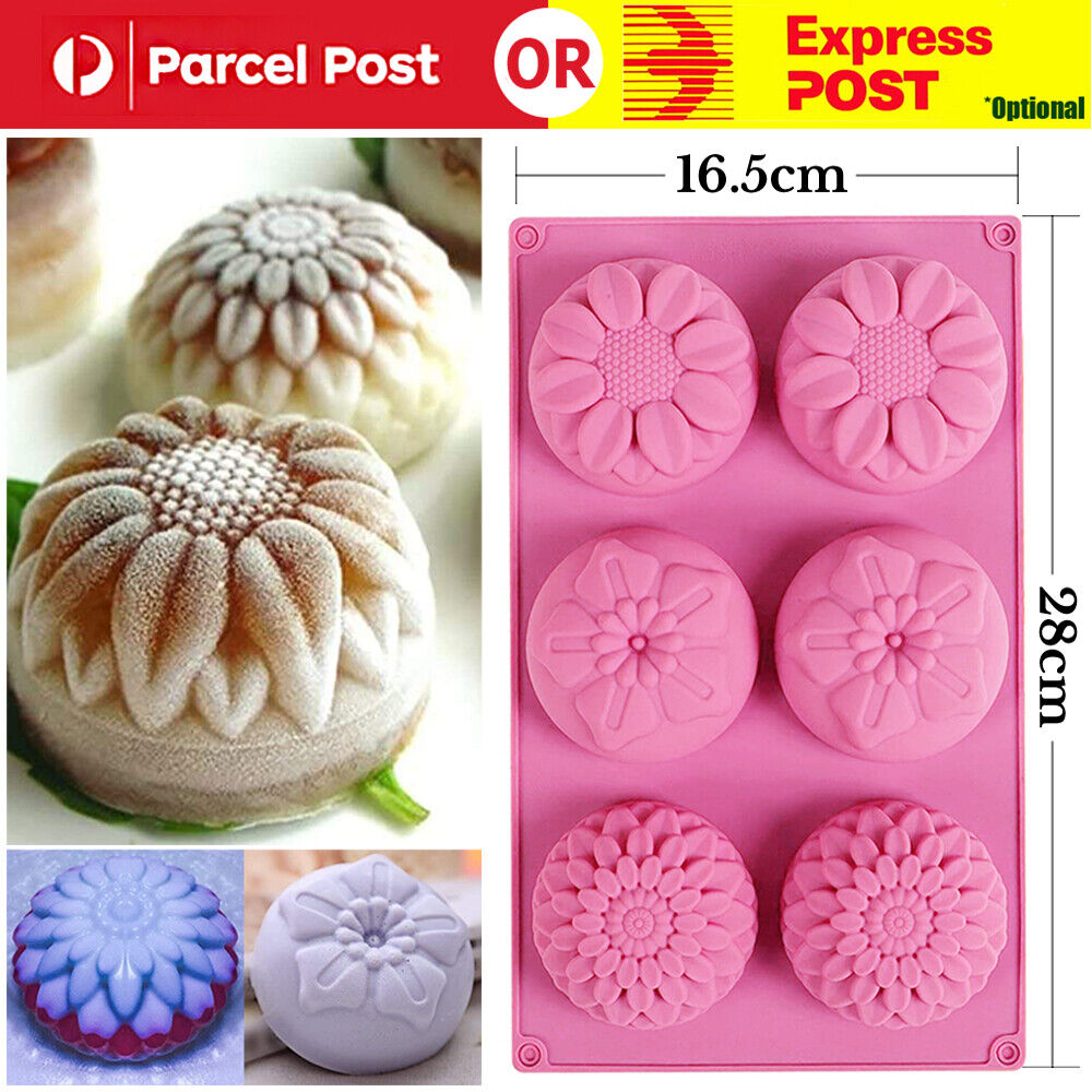 6 Cavity Flower Shaped Silicone DIY Handmade Soap Candle Cake Mold Supplies