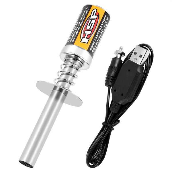 1.2V 1800Mah Rechargeable Glow Plug Igniter For Nitro RC Car Truck W/USB Charger