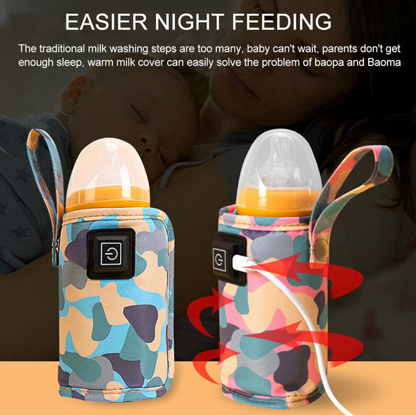 Baby Bottle Milk Warmer Thermostat Travel Heater Bag Pouch Portable Feeding USB