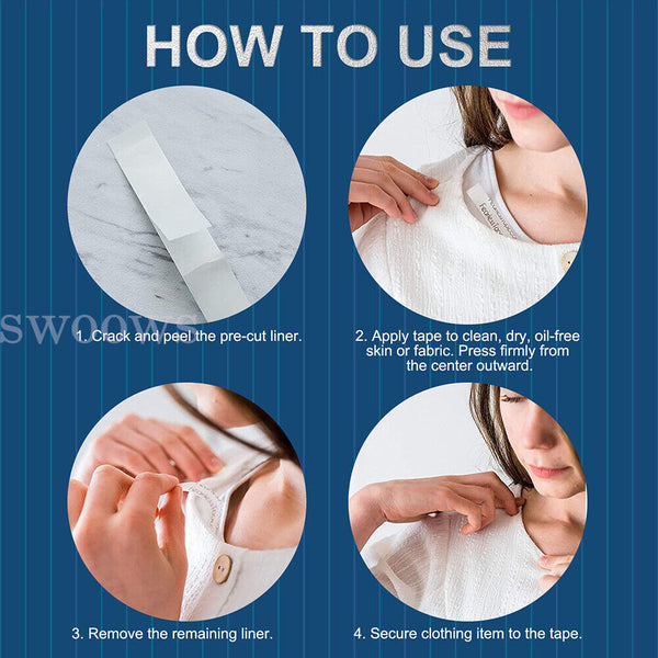 80pcs Double Sided Tape for Clothes Body Fashion Skin Clear Tape Dress Strips