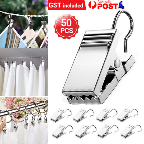 100-500PCS Stainless Steel Curtain Clips With Hook For Curtain Photos Home Ring