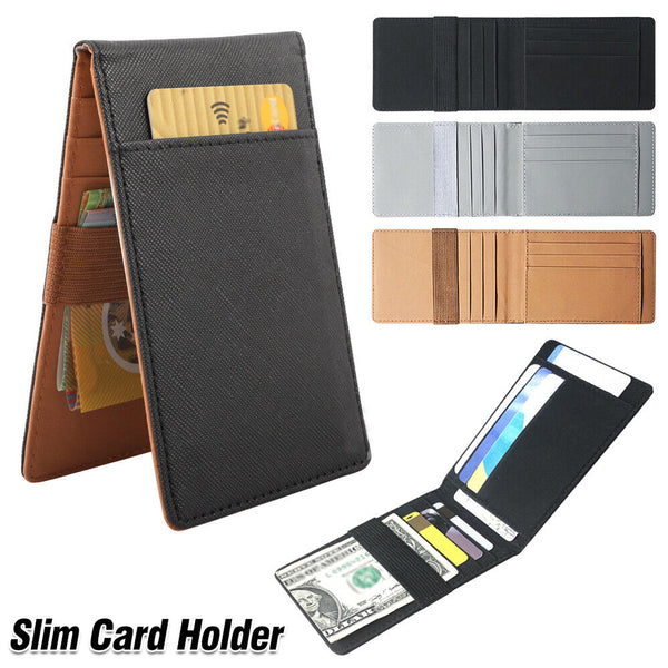 WALLET MONEY MENS WOMENS BLACK LEATHER CREDIT CARD HOLDER SLIM WALLET AU