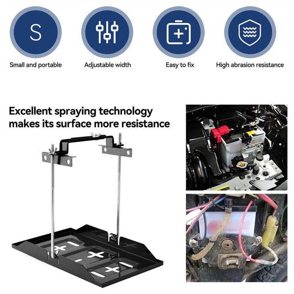 Universal Metal Car Battery Tray Adjustable Hold Down Clamp Bracket Kit Cycle AU