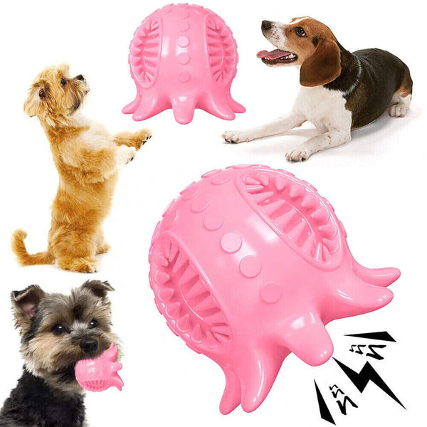 UP 4PCS Squeaky Dog Tooth Cleaning Chew Ball Durable Rubber Tough Toys For Dogs