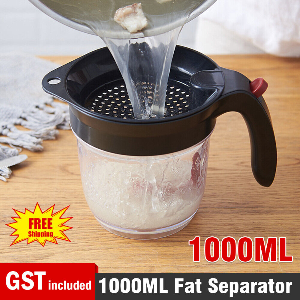 1000ML Fat Separator Bottom Release Gravy Dispenser with Kitchen Tool Strainer