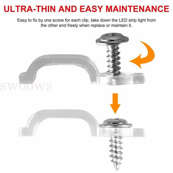 50/100 Mounting Brackets Clip One-Side Fixing Clips For 5050 LED Strip Light-Bar