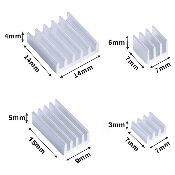 8pc Aluminum Heat Sink Cooling kit For Raspberry Pi 4B CPU RAM LAN USB