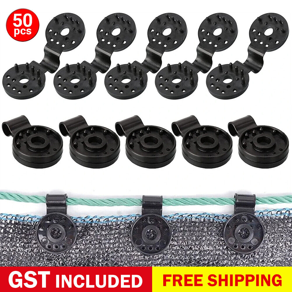 50/100 PCS Shade Cloth Plastic Clips Round Plastic Black Clips for Sun Shade Net