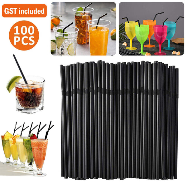 Black Drinking Straw Party Cocktail Plastic Disposable Straws Individual package