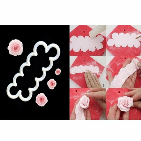 3pcs 3D Rose Petal Flower Cutter Fondant Cake Sugarcraft Decorating Mould Set AU