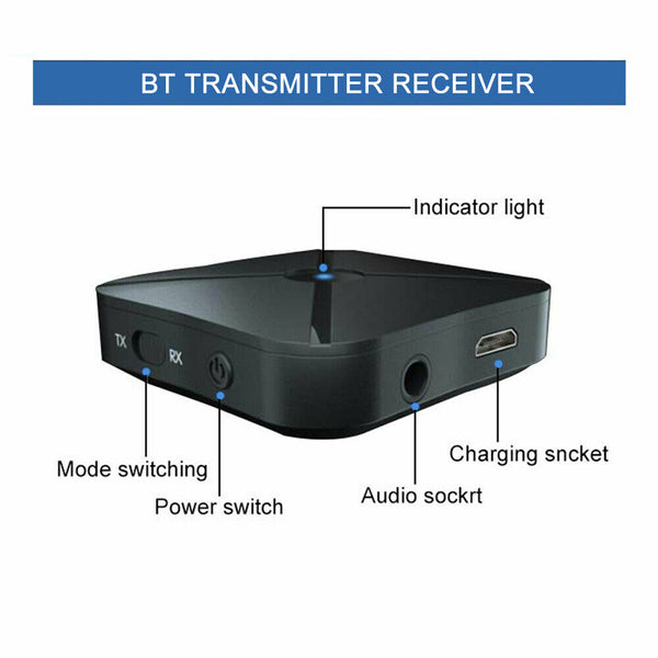 HIFI Bluetooth Wireless 2 in1 Audio Transmitter Receiver 3.5MM RCA Music Adapter