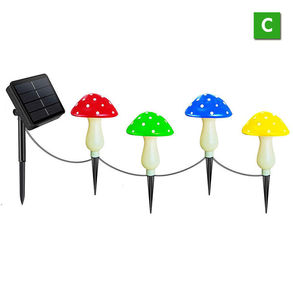 Solar Mushroom Fairy String Lights LED Outdoor Garden Ornament Statues Yard Deco