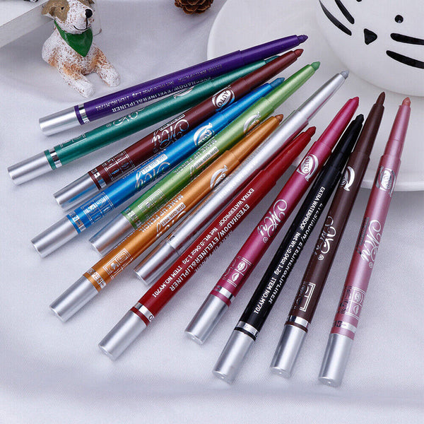 12 Color Eyeliner Pencil Cosmetic Makeup Pen Set Eye Shadow Glitter Party Women