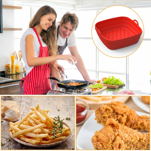 1/2PCS Silicone Pot Basket Liner Non-Stick Baking Tray Reusable FOR Air Fryer