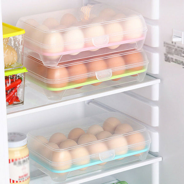 2Pcs 15 Grids Egg Storage Box Refrigerator Plastic Storage Rack Holder Container