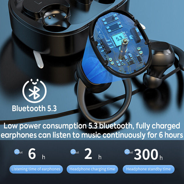 2x Wireless Bluetooth Earphones Headphones Sport Gym Earbuds with Mic Sweatproof