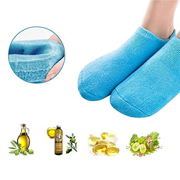 1 Pair Moisturising Spa Gel Socks Cracked Foot Dry Hard Skin Care Protector Blue