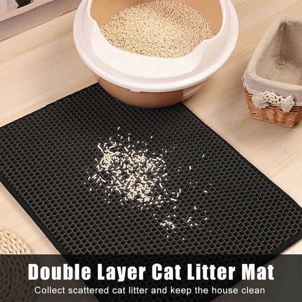 Double-Layer Cat Litter Mat Waterproof Trapper Foldable Pad Pet Rug Home Urine