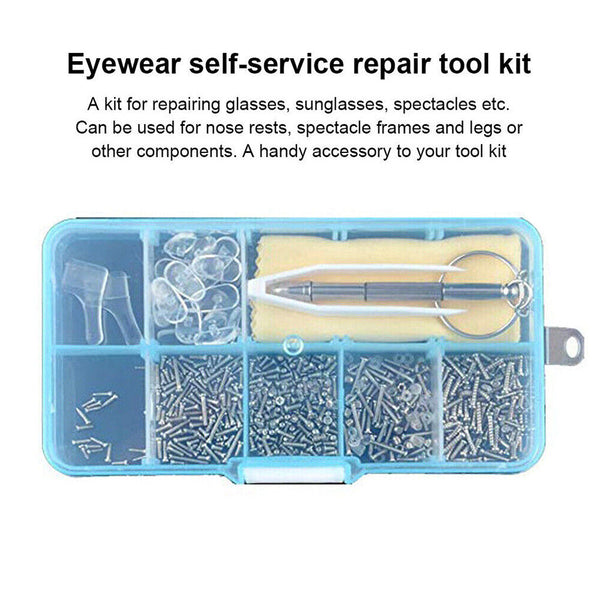 Eyeglass Sun Glasses Optical Repair Tool Screw Nut Nose Pad Assortment Set Kit