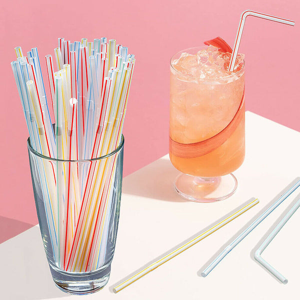 Up to 1500x Disposable Flexible Bendable Straw Plastic Drinking Drink Party Bulk