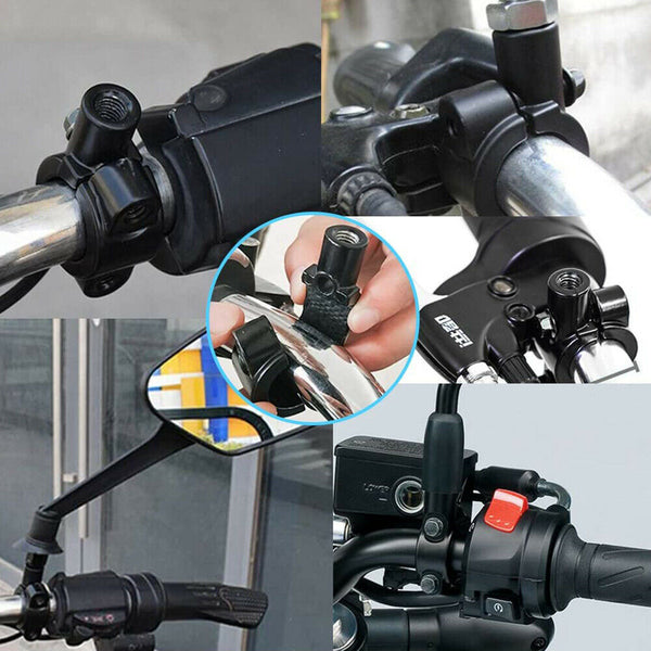 Universal Motorcycle Handle Bar Mirror Mount Holder Clamp Adaptor 7/8“Black 10mm