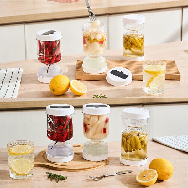 Pickle Jar Hourglass Can Dry Wet Separation Flip Airtight Food Storage Container