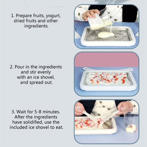 Ice Cream Maker Yogurt Frozen Pan Mini Fried Yogurts Machine Roll StainlessSteel