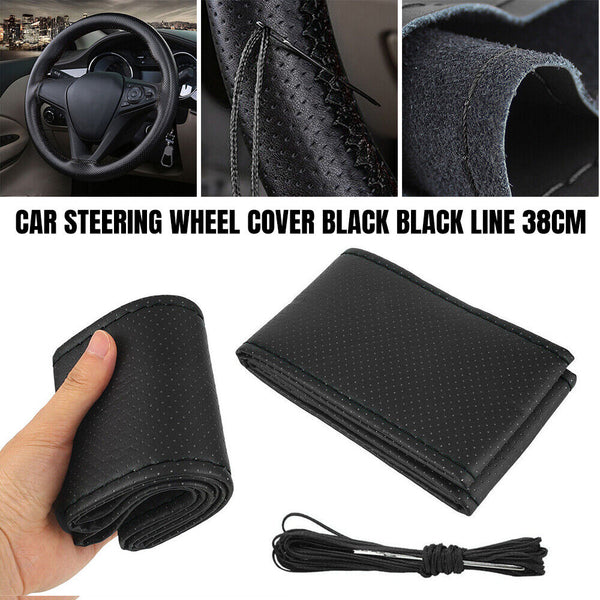 38cm PU Leather DIY Car Steering Wheel Cover Breathable Anti-slip Universal