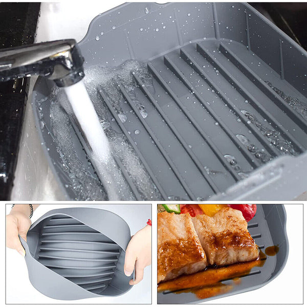 1/3Multifunctional Air Fryer Silicone Pot Non-stick Oven Accessories Baking Tray