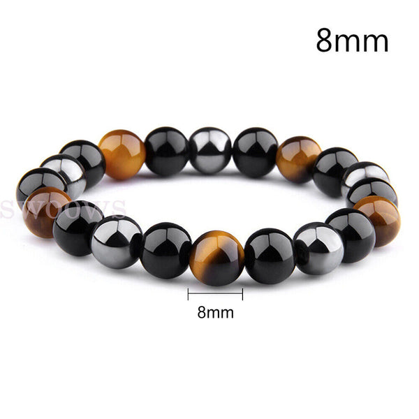 New Women Men's Natural Stone Tigers Eye Jewellery Wristband Bracelet For Couple