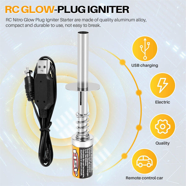 1.2V 1800Mah Rechargeable Glow Plug Igniter For Nitro RC Car Truck W/USB Charger