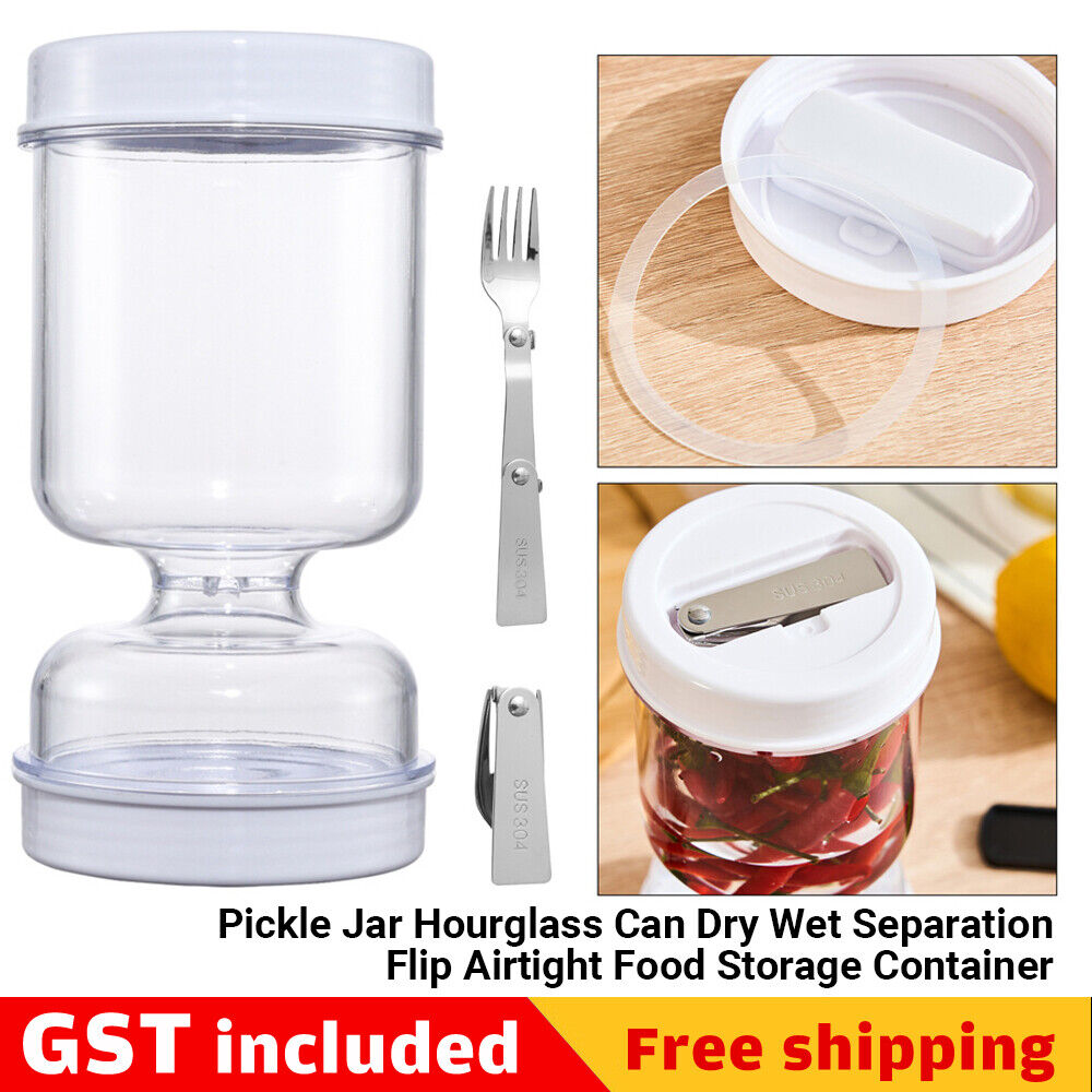 Pickle Jar Hourglass Can Dry Wet Separation Flip Airtight Food Storage Container