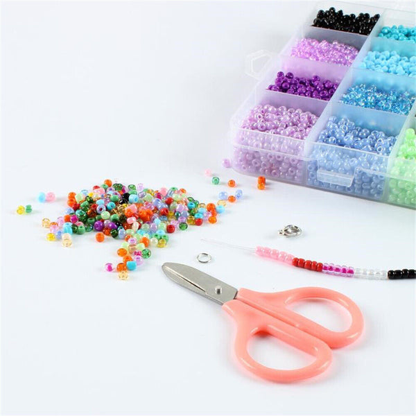 24000X Glass Seed Beads 24 Colors Loose Beads Kit DIY Making Bracelet Beads 2mm