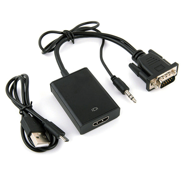 2x VGA Male to HDMI Female Converter Adapter 1080P Stereo Audio Output New