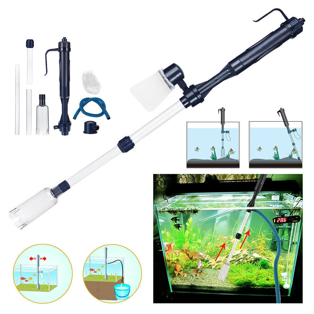 Fish Tank Cleaner Battery Syphon Change Pump Water Filter Aquarium Vacuum Gravel