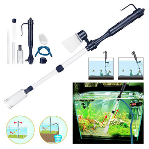 Fish Tank Cleaner Battery Syphon Change Pump Water Filter Aquarium Vacuum Gravel