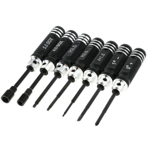 7 Pieces Screwdriver Set RC Tool Steel Kit for RC Model Car Helicopter Black