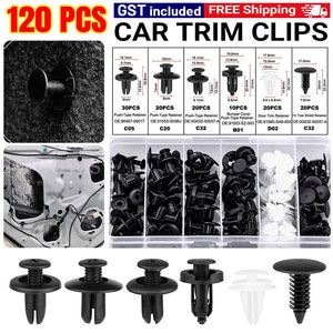 120PCS Car Body Trim Clips Fastener Rivet Retainer Bumper Panel Push Pin Kit Set