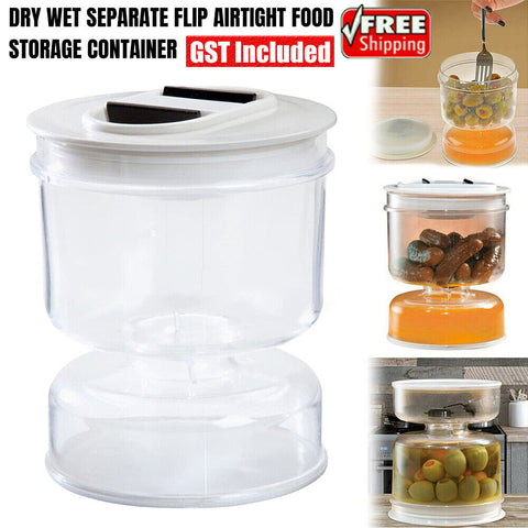 Pickle Jar Hourglass Can Dry Wet Separate Flip Airtight Food Storage Container