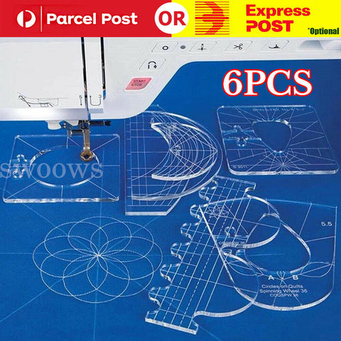 6pcs Free Motion Quilting Template Sewing Machine Ruler DIY Sewing Tools Kit